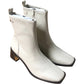 River Island Block heel stretch sock boots in cream UK 3