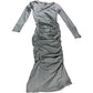 River Island Grey Ruched Long Sleeve Dress Women's Casual V Neck Size 12