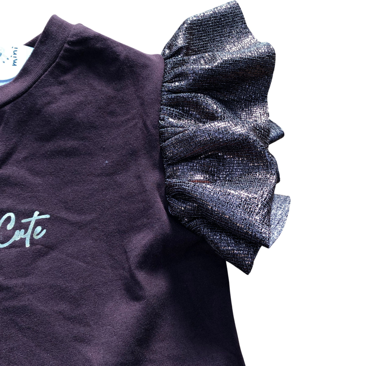 River Island Always Cute T-Shirt Girls Size 2-3 Years Glitter Puff Sleeve Top