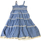 Blue Tiered Striped Summer Dress Size 16