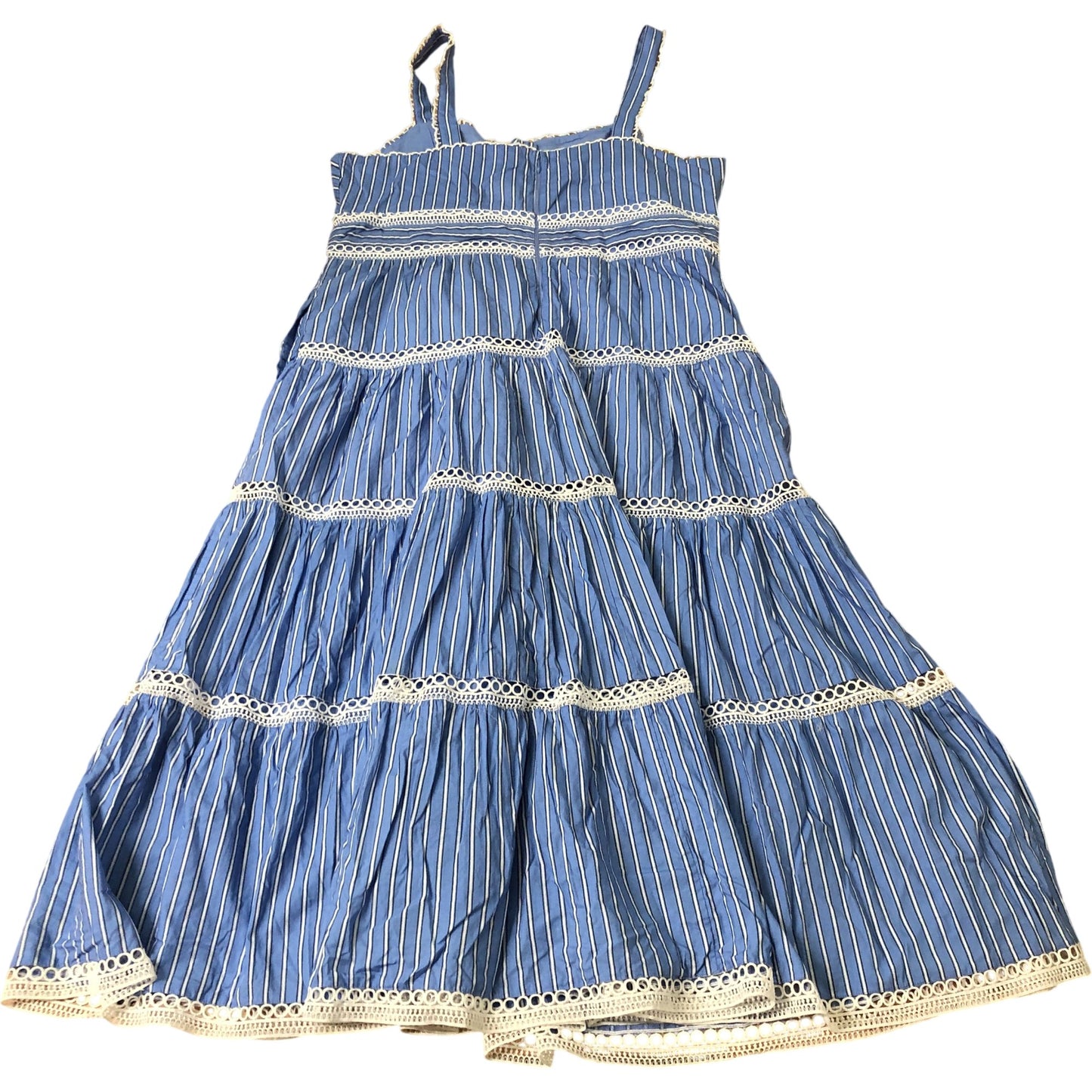 Blue Tiered Striped Summer Dress Size 16