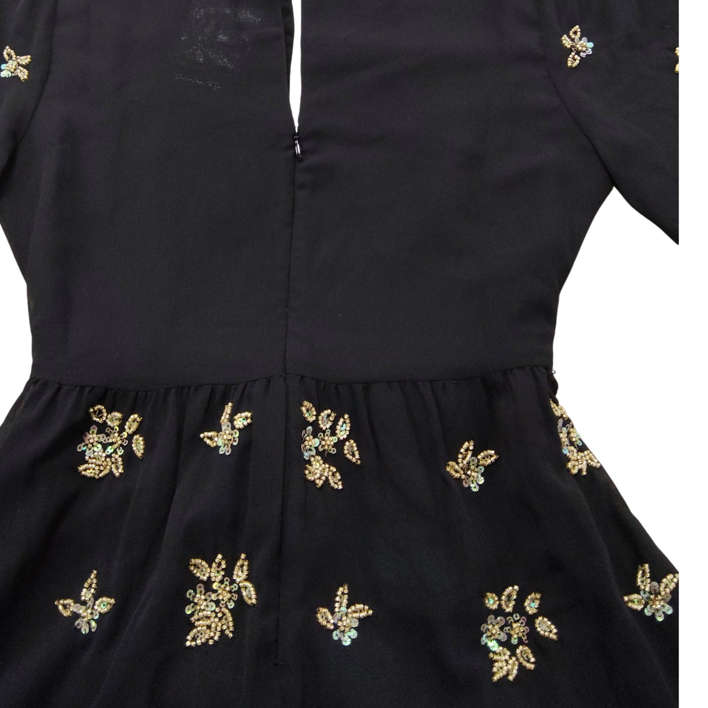 Rivers Island Floral Embroidered Dress UK6 Women's Black Short Sleeve Belted
