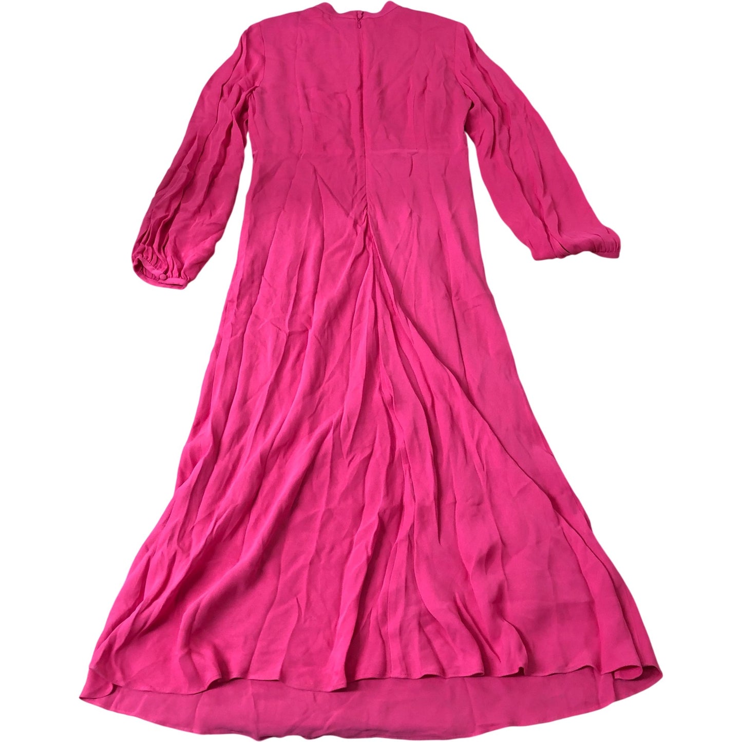 Pink Long Sleeve Maxi Dress With Gathered Sleeves Size 12