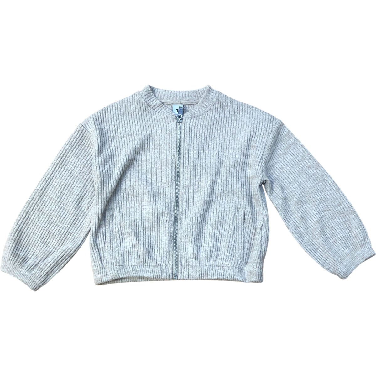 Kids Light Grey Zip Up Cardigan Ribbed Knit 4 Years
