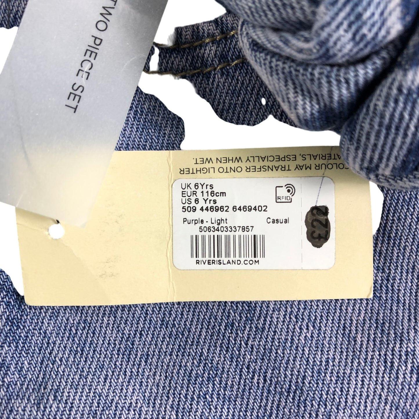 River Island Wide Leg Jeans UK6 Years Mid Rise Casual Light Blue Denim Set