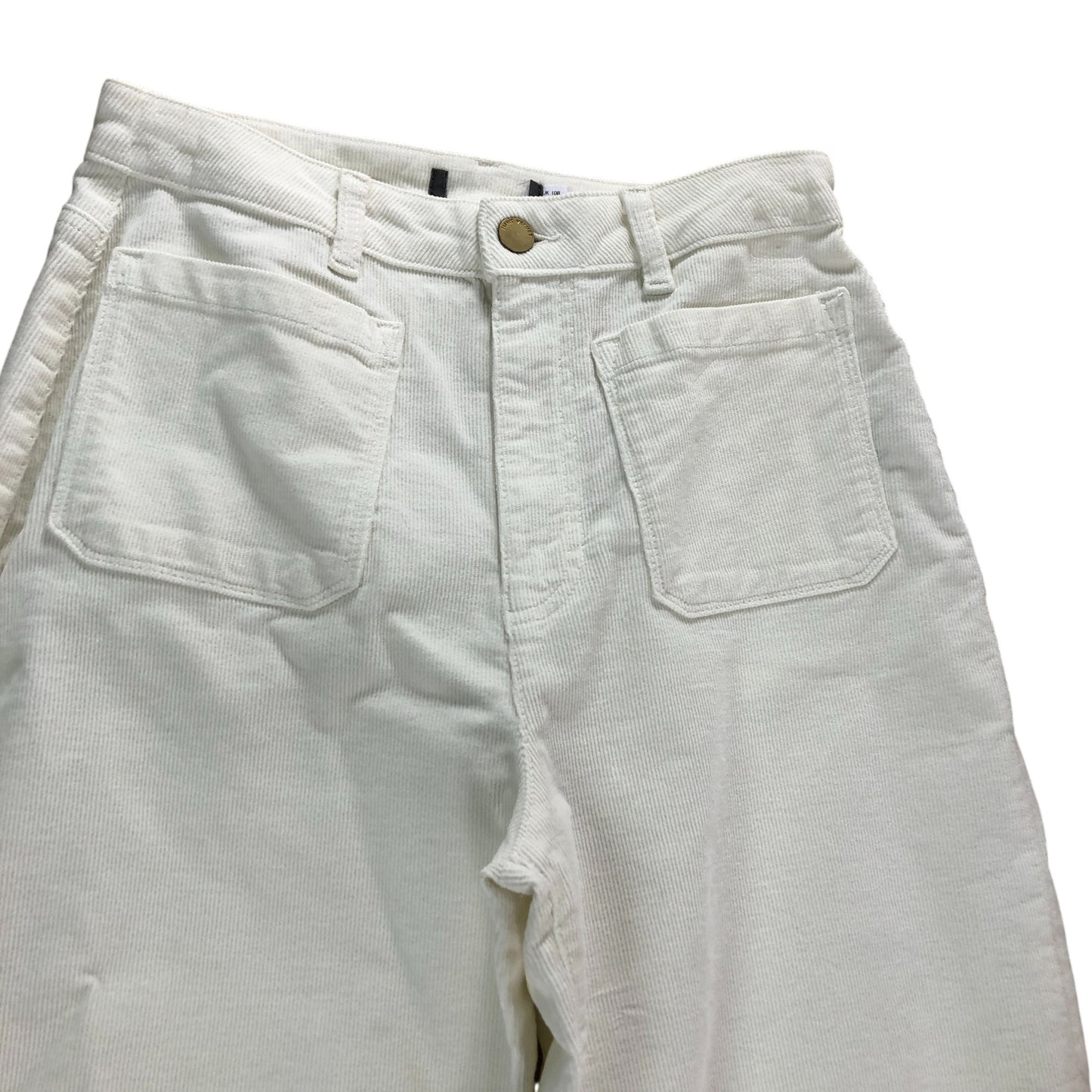 Branded Wide Leg Trousers Women's White Cotton Blend Casual Fit UK10