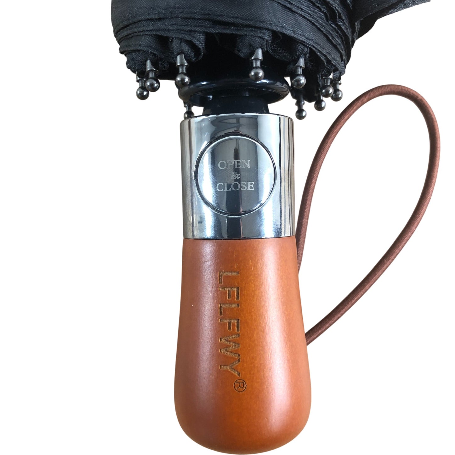 LFLY Black Automatic Folding Umbrella Travel Size Compact Waterproof