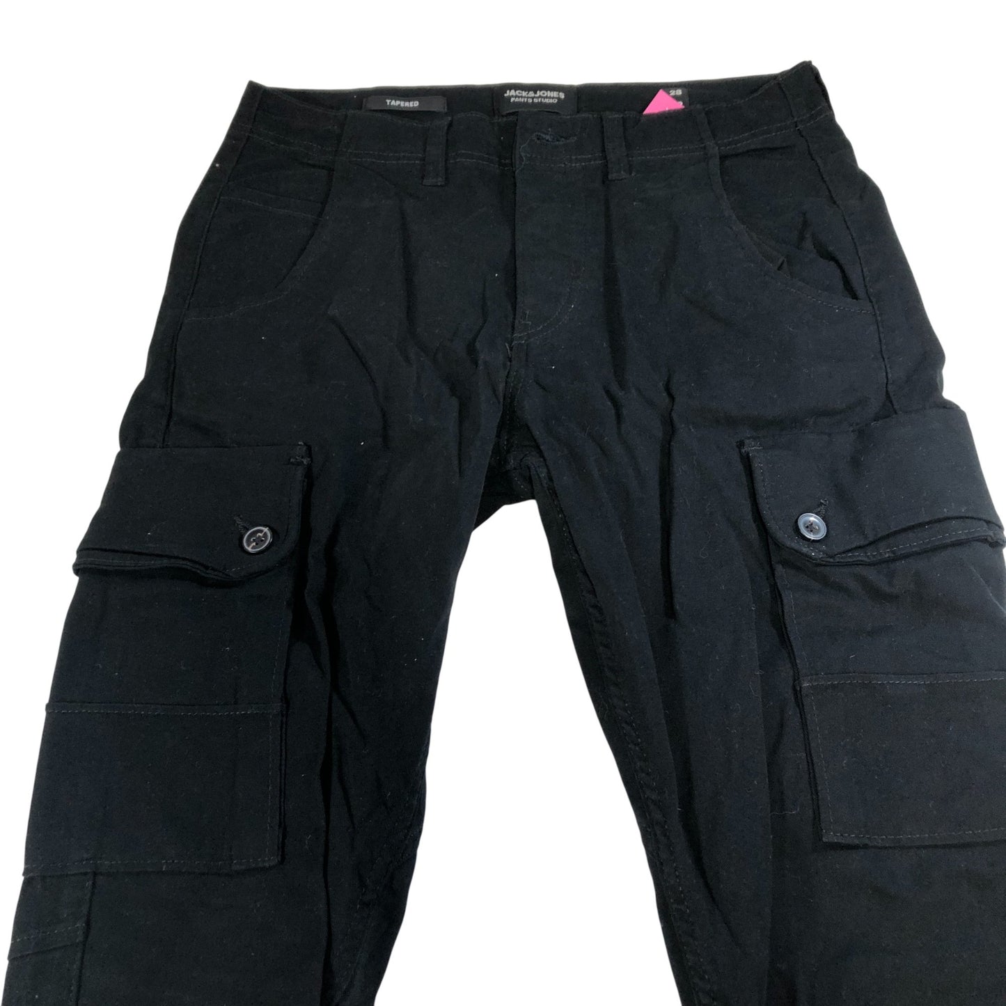 Jack & Jones Cargo Trousers Men's Black Cotton Blend Pants W28 32L