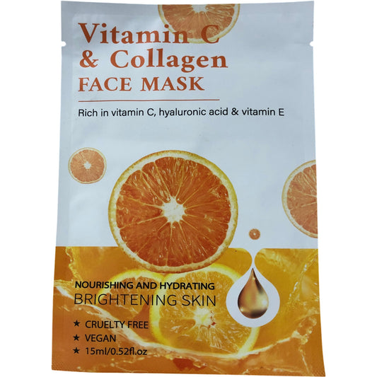 Vitamin C And Collagen Face Mask Hydrating Brightening Vegan All Skin Types