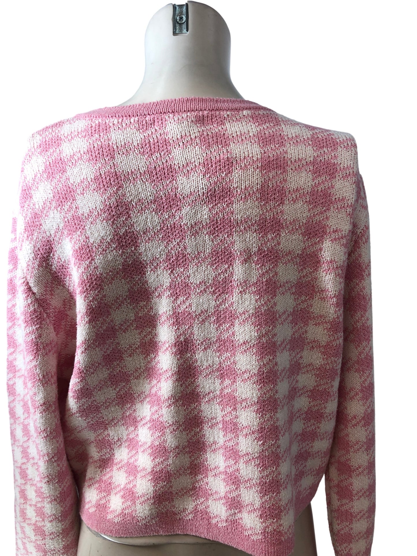 River Island Radical Romance Cardigan UK8 Women's Pink Check Knit Sweater