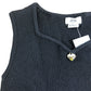 River Island Girls Black Sleeveless Top 5-6 Years Ribbed Ruffle Hem Heart Charm