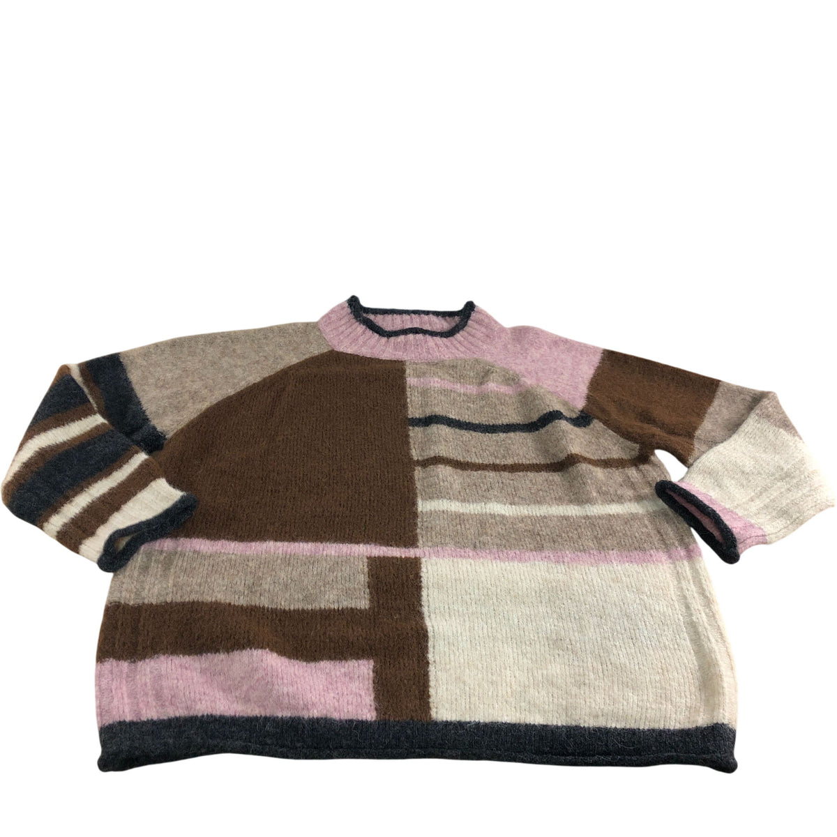 Medway Colourblock Sweater UK20 Women's Knit Jumper Natural Multi