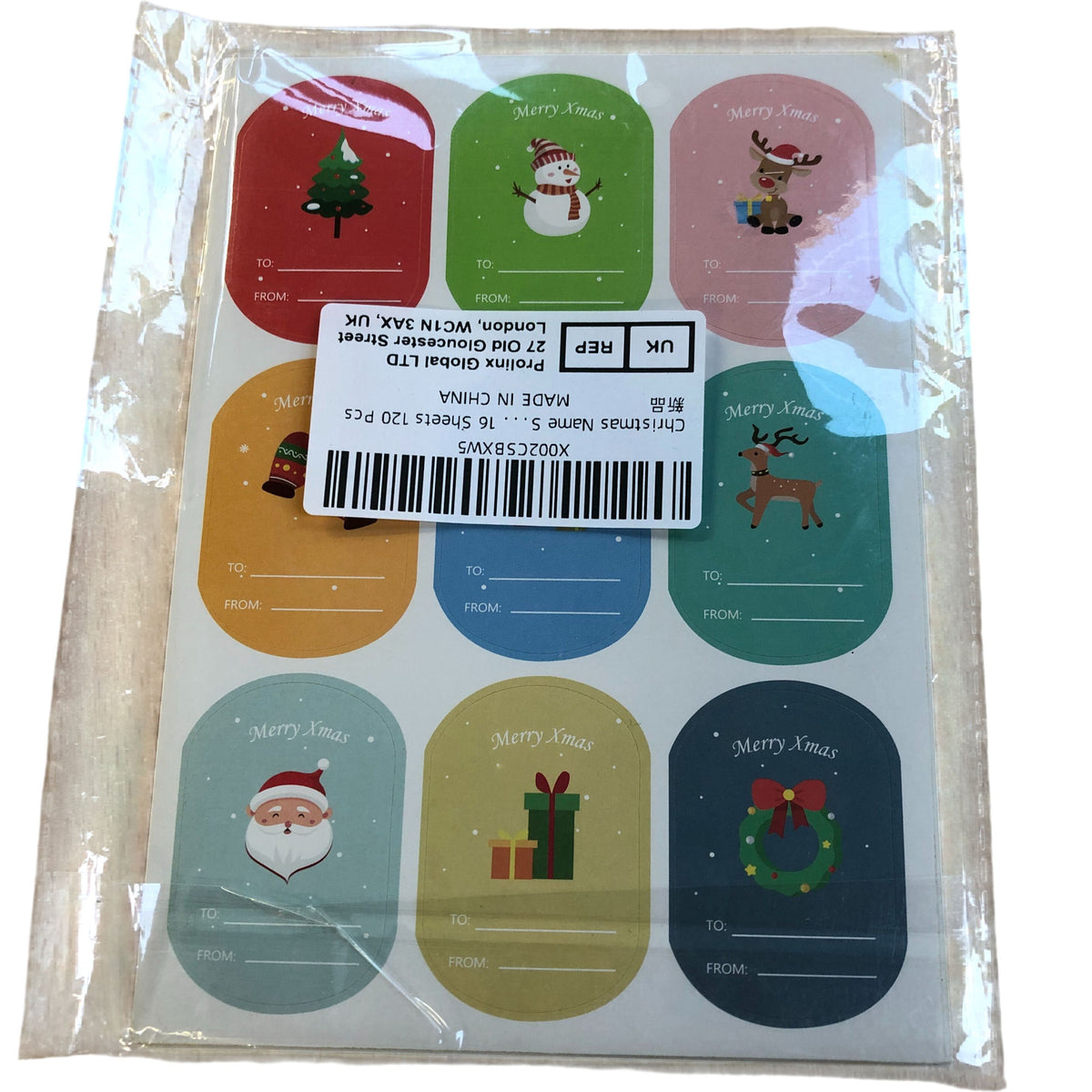 Christmas Gift Tag Stickers 120 Pieces 16 Sheets