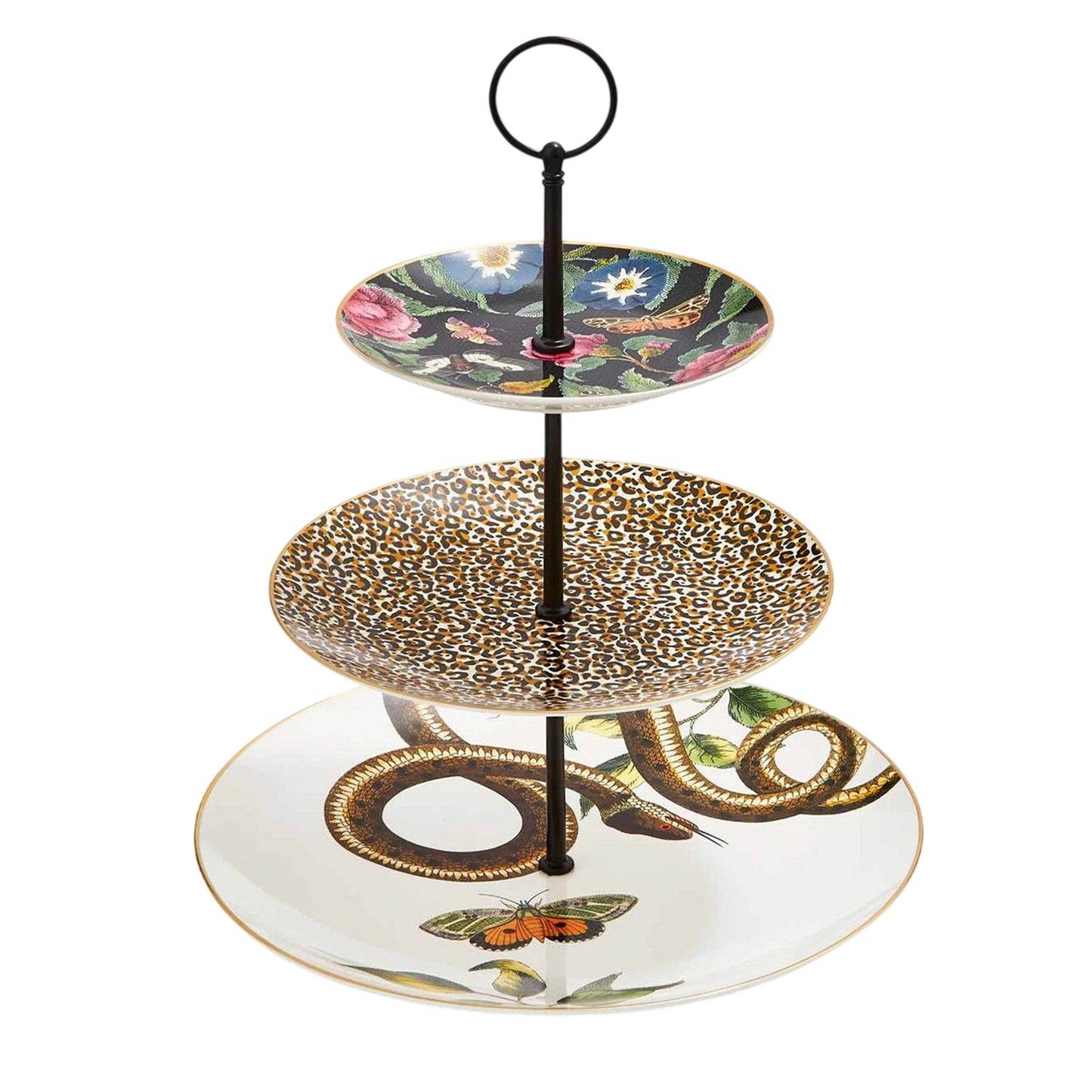 Spode Features Of Curiosity 3 Tier Cake Stand Floral Design Collectible