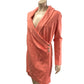 River Island Pink Light Dress UK 16-18 Women's Wrap Style Long Sleeve