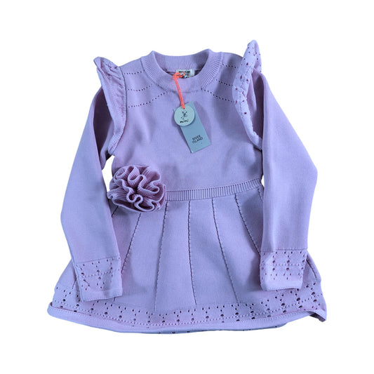 River Island Mini Baby Dress 12-18 Months Pink Ruffle Sleeves Flower Detail