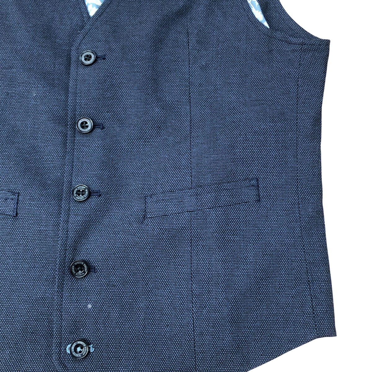 Waistcoat Size 38 Men's Navy Blue Linen Blend Formal Occasion