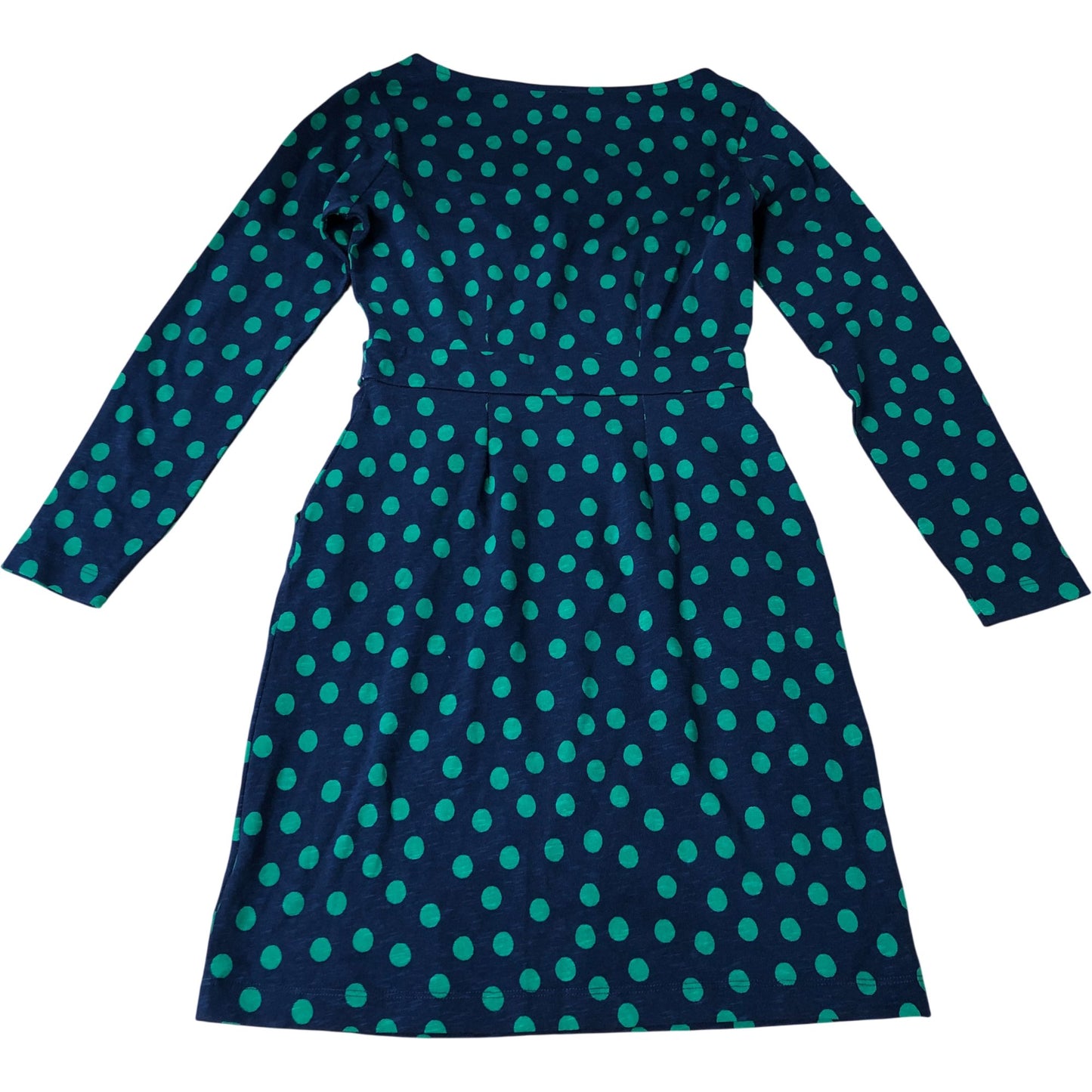 Polka Dot Dress Women's Long Sleeve Navy Green Patterned Cotton Size 6