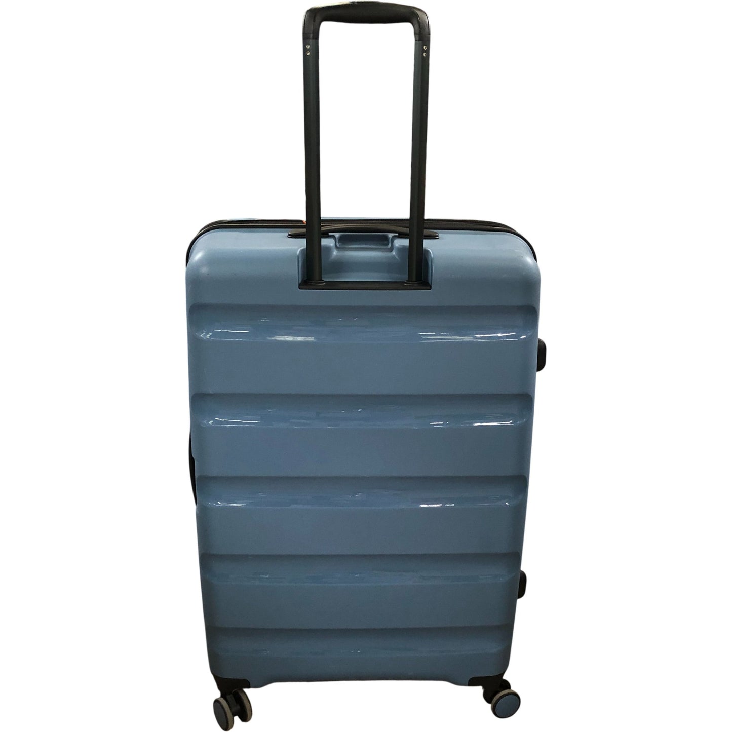 Antler Logo Gloss Stripe Suitcase Hardshell 4 Wheel Spinner Blue 78cm Expandable