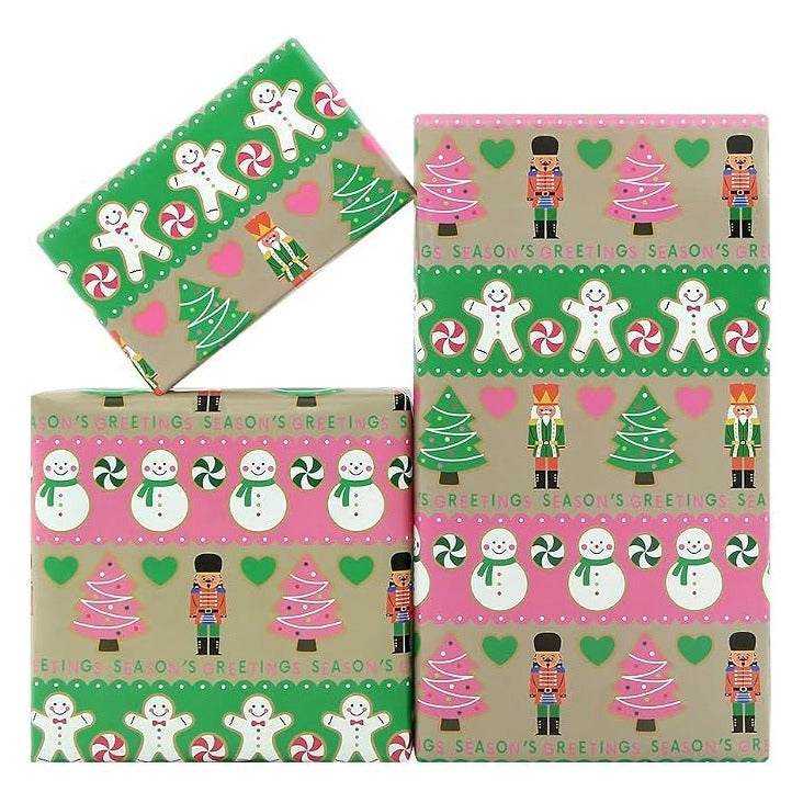Christmas Wrapping Paper Seasonal Designs 12 Sheets