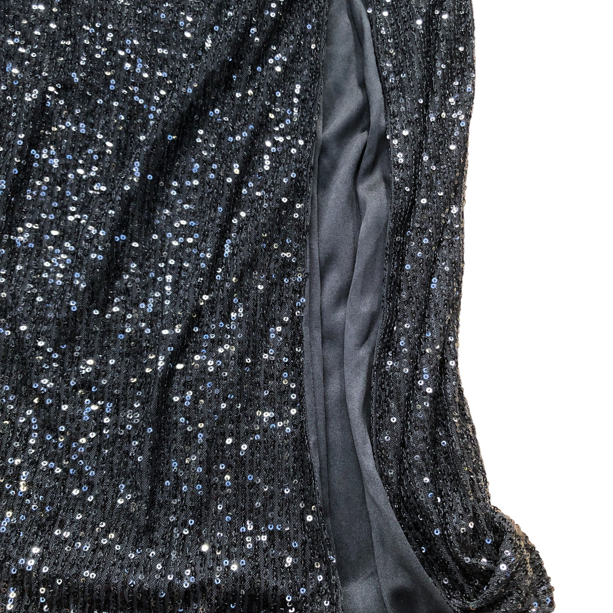 Lipsy Sequin Maxi Skirt UK8 Women's Black Evening Dress High Slit