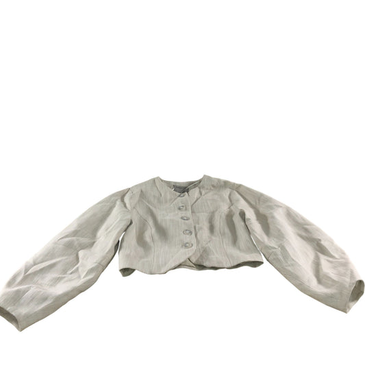 River Island UK12 Women's Cropped Twill Jacket Cream Button Front Long Sleeve