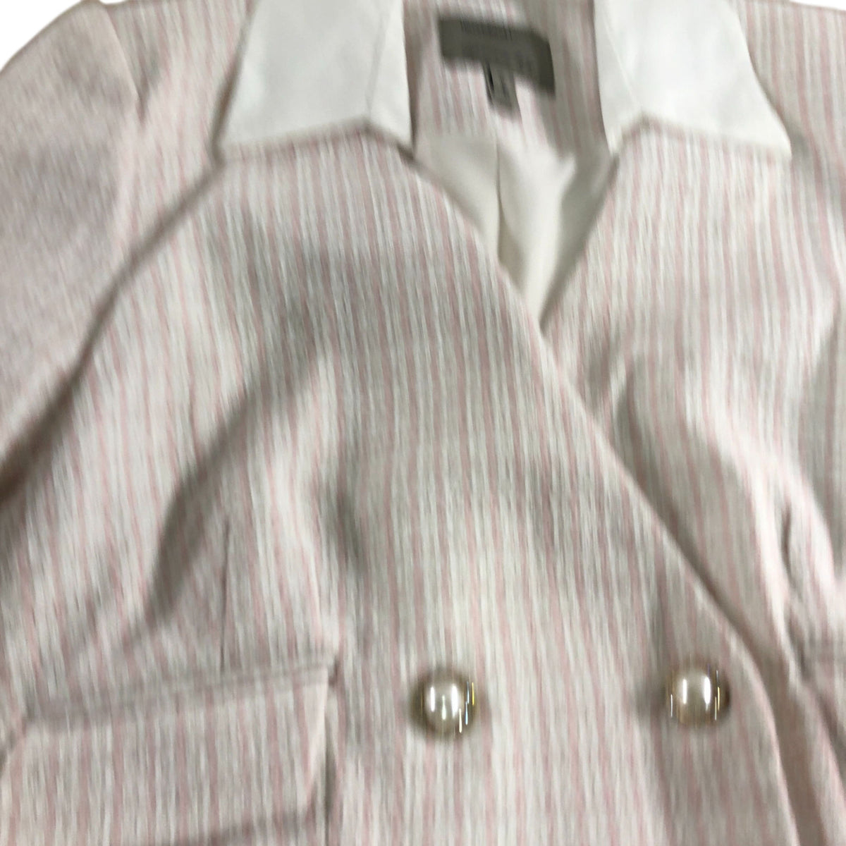 River Island Cropped Blazer Jacket UK8 Women's White Pink Tweed Double Breasted
