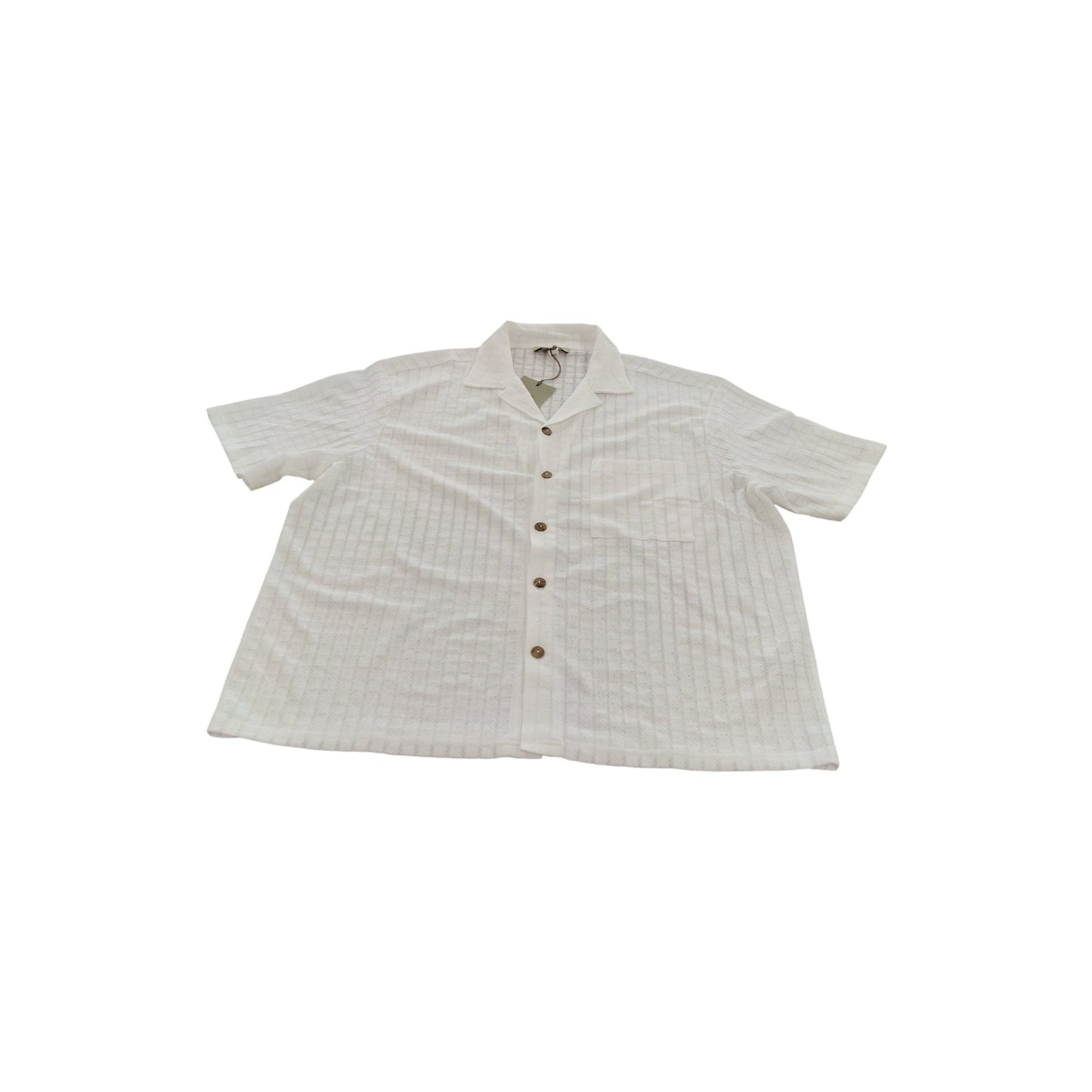 River Island Mens Casual Short Sleeve Shirt Size XL White Patterned Button Up