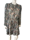RIVER ISLAND Women's Long Sleeve Paisley Mini Dress Size 14 Floral Pattern