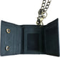 RFID Blocking Wallet Black Leather Chain Clip Closure Compact Design