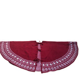 Red Christmas Tree Skirt with White Snowflake Pattern Decorative Decor 48"