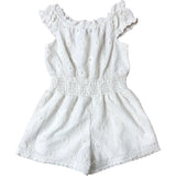 River Island Girls White Romper Dress 5-6 Years Cotton Ruffle Sleeves