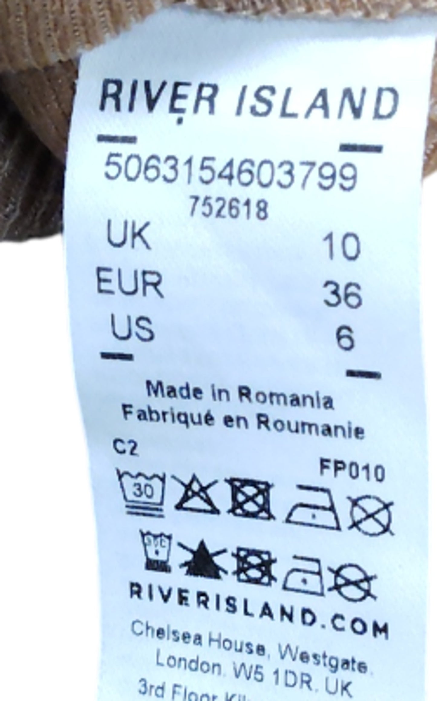 River Island Women's Knitted Bandeau Top UK10 Size 36 Beige Ribbed Knitwear