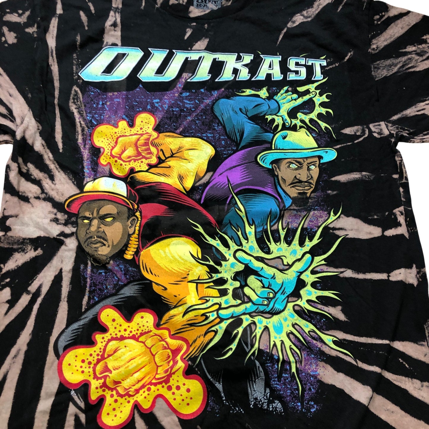 Outkast Tie Dye T Shirt M Men's Black Graphic Tee Cotton Vintage Style