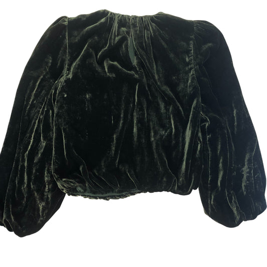 Branded Velvet Puff Sleeve Blouse Women's Green Size UK8