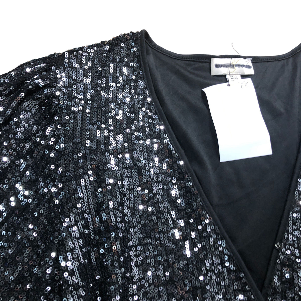 Love & Roses Black Sequin Jumpsuit UK16 Women's V Neck Wide Leg Party Wear