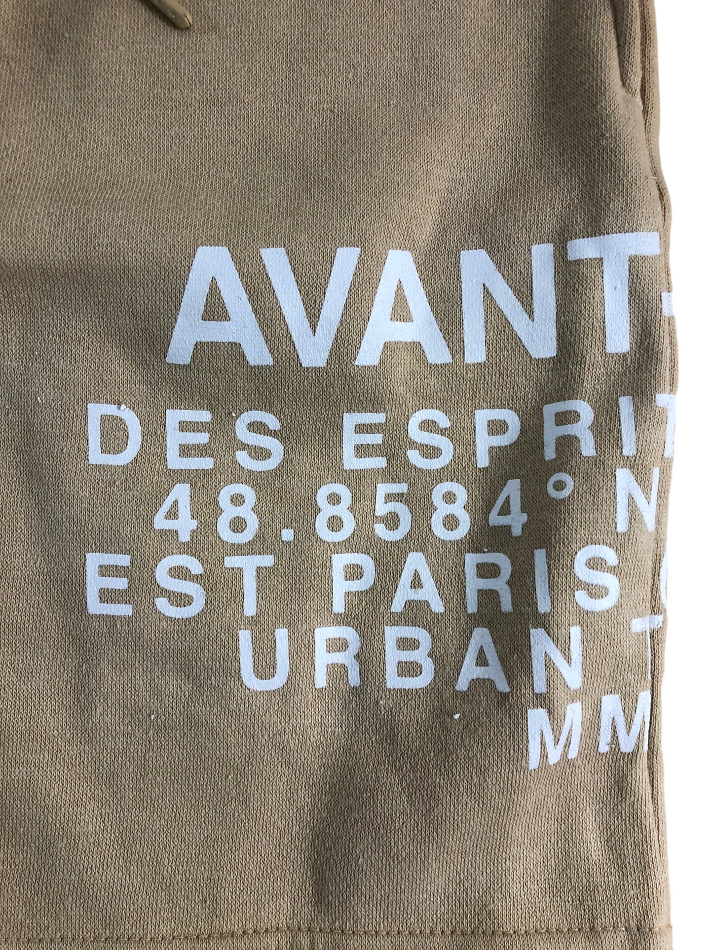 AVANT GARDE Men's Shorts L Beige Elastic Waist Casual Cotton Blend Urban Style