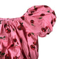 River Island Girls Pink Cherry Print Blouse UK 7-8 Years Puff Sleeves
