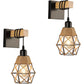 VULOOBER Industrial Wall Light 2 Pcs Wooden Retro Style Geometric Design