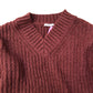 Sweater Women's V Neck Ribbed Knit Rust Colour UK10