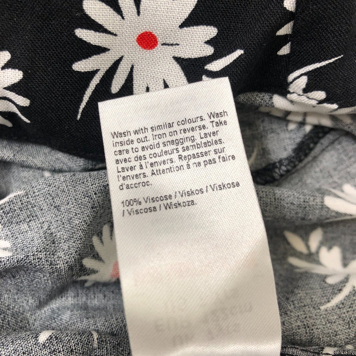 River Island Floral Print Dress Long Sleeve Black White Daisy 7 Years