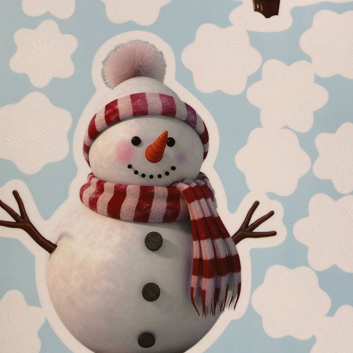 Christmas Window Clings Snowman & Snowflake Design 4 Sheets
