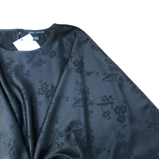 River Island Black Floral Kimono Wrap Top With Tassels Size 10