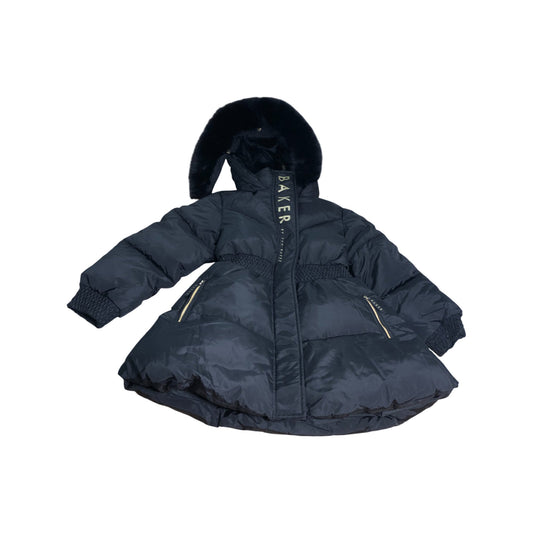 Baker By Ted Baker Puffer Jacket Age 7 Years Kids Black Faux Fur Hooded
