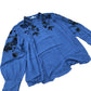 Embroidered Blouse Women's Long Sleeve Blue Viscose Top