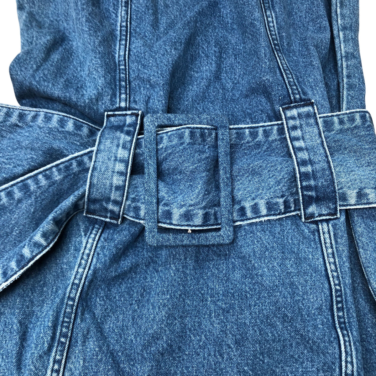 River Island Denim Dress Size 14 Women's Sleeveless Fit and Flare Blue Casual