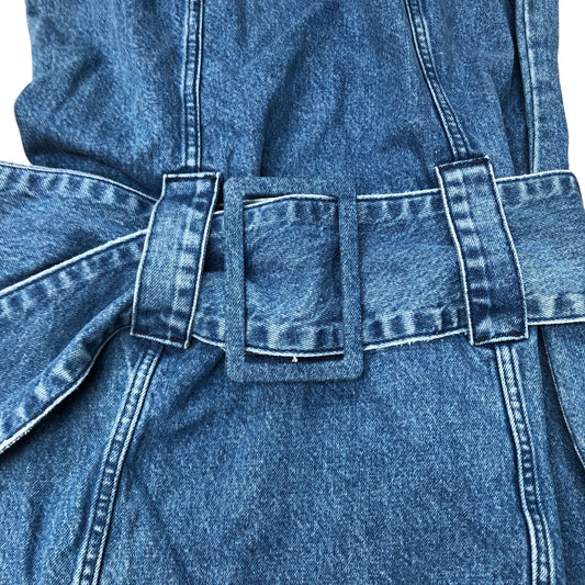 River Island Denim Dress Size 14 Women's Sleeveless Fit and Flare Blue Casual