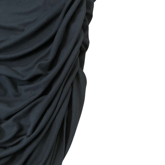 Black Ruched Midi Skirt Women's Stretchy Bodycon Design Size M