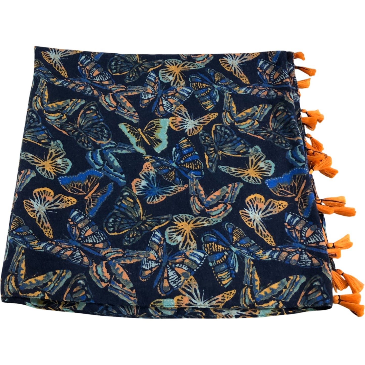 Weird Fish Butterfly Print Scarf With Tassels