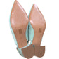 Pointed Toe Dusty Blue Suede Slingback Heels Crystal Detail